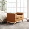 GDFStudio Julian Elegant Upholstered Boucle 53.5" Ottoman with Bolster Pillows and Rubber Wood Leg - 3 of 4