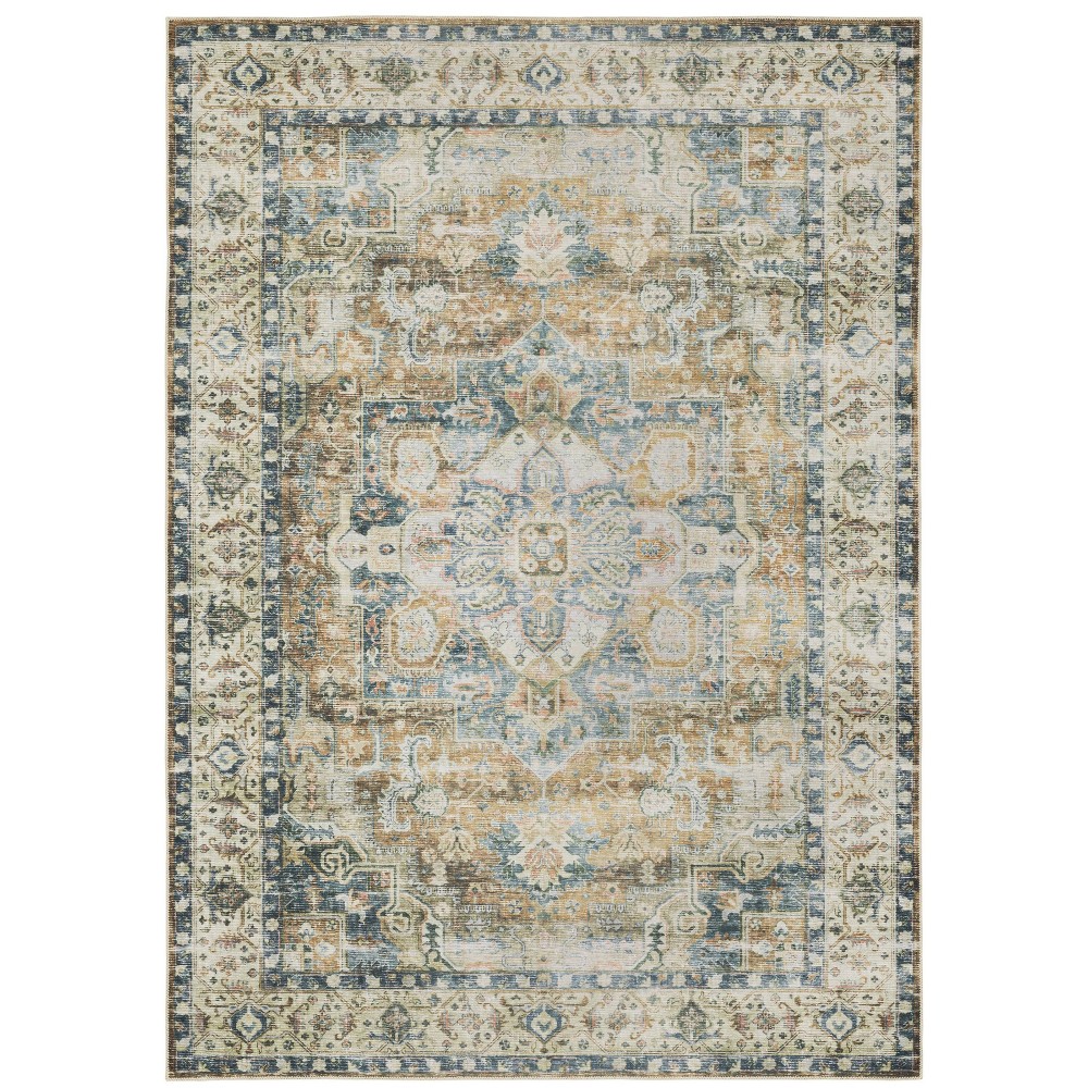 Photos - Area Rug 7'6"x11' Colette Washable Center Medallion Indoor  Blue/Gold - Cap