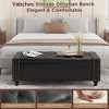 49 Inch Upholstered Storage Ottoman Bench, Faux Leather Window Bench Entryway Bench - 3 of 4