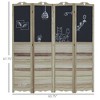 NicBex 5.6' Tall 4-panel Pegboard Display Room Divider Folding Privacy Screen Freestanding Wall Partition with Black Boards for Home & Office, White - 3 of 4