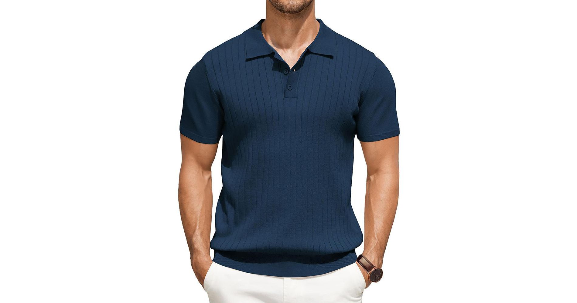 COOFANDY Men's Knit Polo Shirts Short Sleeve Ribbed Knitted Shirt Summer Lightweight Casual Golf Shirts
