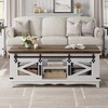 Garvee Farmhouse Coffee Table 48'' Center Table Industrial Cocktail Table with Sliding Barn Doors Rectangular Living Room Table Rustic Coffee Table - 2 of 4
