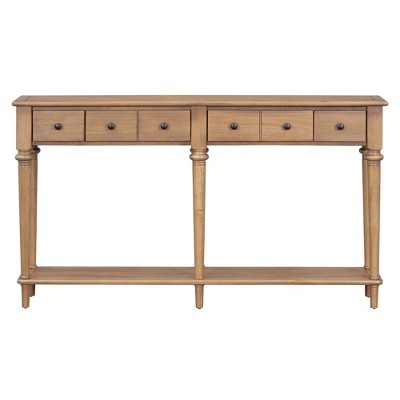 VYNXARIA Console Tables - Retro Entryway Table with 4 Drawers and Open Shelf, Available in Old Pine, White, Navy Blue, and Espresso