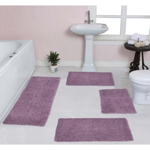 Fantasia Bath Rug Bathroom Rugs Set, Washable Rug, Extra Soft and Absorbent bath Rug, Bath Mat Set, Non-Slip, 4 Pcs Set with Runner, Purple - 1 of 4