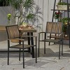 Modern Acacia Wood Patio Dining Chair Set of 2,Outdoor Armest Dining Chair with Metal Legs for Garden Backyard -Tanpinhause - 3 of 4