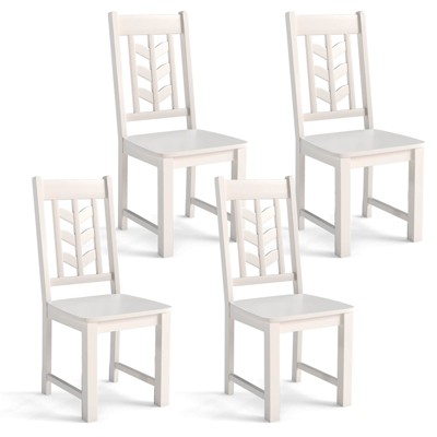 Costway Dining Chair Set of 2/4 with Rubber Wood Frame & Leaf-shape High Back for Kitchen Brown/Black/White