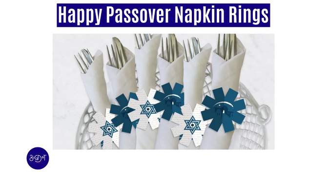 Big Dot of Happiness Happy Passover - Pesach Jewish Holiday Party Paper Napkin Holder - Napkin Rings - Set of 24, 2 of 10, play video