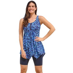 Swim 365 Women's Plus Size Longer-Length Tankini Top - 1 of 4