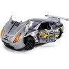 2009 Nissan GT-R (R35) Ben Sopra Brushed Metal with Black & Graphics and Figure "Godzilla" Franchise 1/24 Diecast Model by Jada - 3 of 4