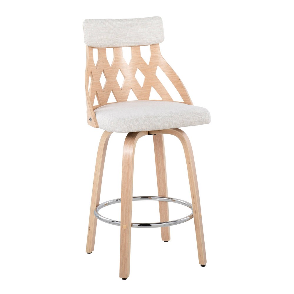 Photos - Chair York Upholstered Counter Height Barstool Cream/Natural - LumiSource