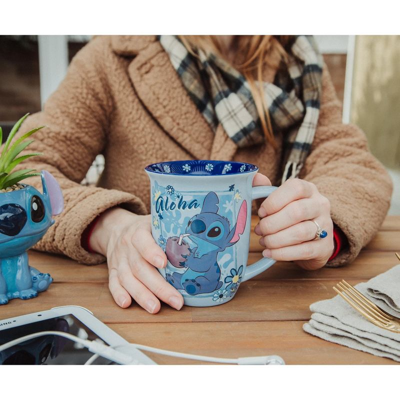 Silver Buffalo Disney Lilo & Stitch "Aloha" Wide Rim Ceramic Latte Mug | Holds 16 Ounces, 5 of 9