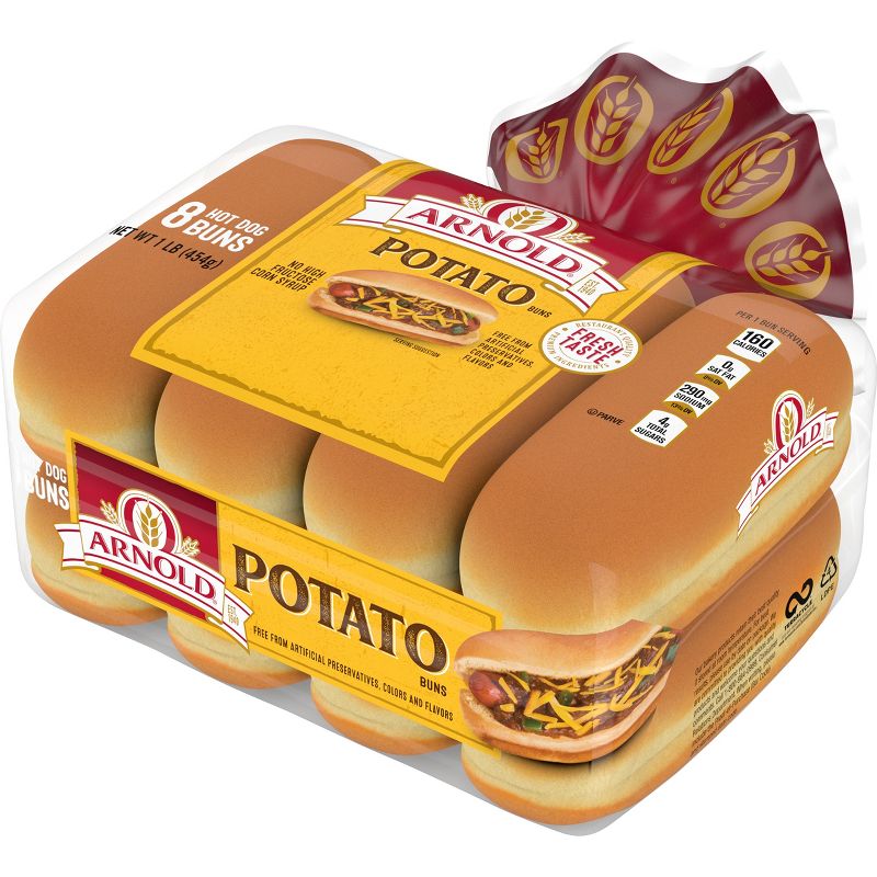 Arnold Potato Hot Dog Buns - 16oz / 8ct, 4 of 8
