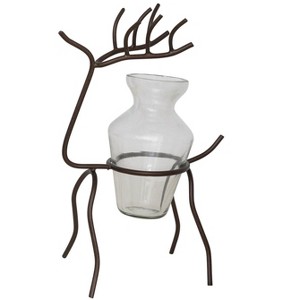 Storied Home 8.5" Glass Vase with Metal Stand - 1 of 2