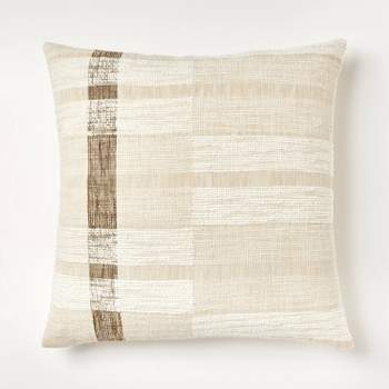 Oversized Woven Striped Square Throw Pillow Cream/Brown - Threshold™ designed with Studio McGee