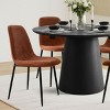Extendable Dining Table Set for 4, Modern Black Pedestal Table with Upholstered Metal Leg Chairs for Kitchen or Dining Room-Tanpinhause - 2 of 4