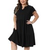 Women's Plus Size V Neck Ruffle Sleeve Tiered Flowy Vacation Summer Midi A Line Dresses with Pockets - Agnes Orinda - 2 of 4