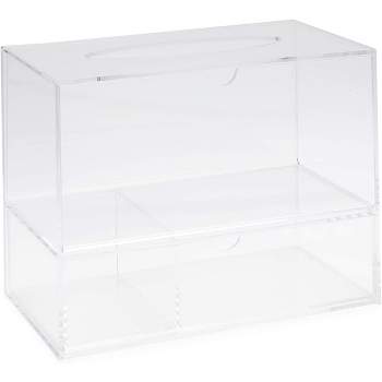Juvale Acrylic Tissue Box Cover Dispenser Holder with Drawer for Bathroom, Clear, Rectangular, 9.3 x 7 x 5 in