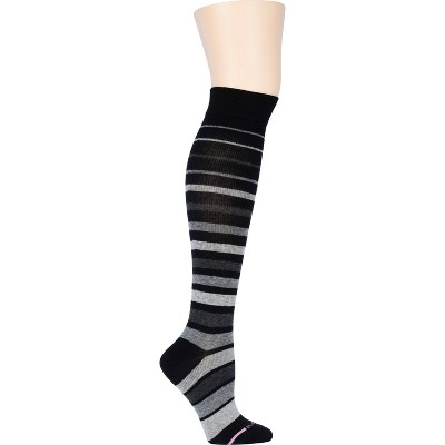 Dr. Motion Women's Mild Compression Variegated Striped Knee High Socks ...