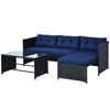 Resenkos 3 Pieces Patio Furniture Set, Outdoor Sectional Furniture, PE rattan, Blue - 2 of 4