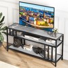 TV stand compatible with TVs up to 75 inches. Three-tier open shelving media cabinet. Industrial-style entertainment center for the living room. - 2 of 4