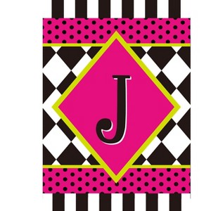 Briarwood Lane Everyday Garden Flag 12x18 For Outdoor Neon Checkerboard Monogram - J Garden Flag Flags For Outside - 1 of 4
