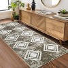 Acekool Washable Geometric Area Rug, Soft Low Pile, Foldable, Non Slip, Entryway Bedroom Living Room, Black Gray Blue Brown Multiple Sizes - 2 of 4