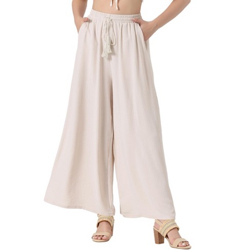 Women's Drawstring Wide Leg Pants - Cupshe-xl-beige : Target