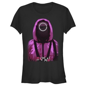 Juniors Womens Squid Game Circle Mask Worker T-Shirt - 1 of 4
