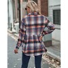 Clearlove Plaid Shirts for Women Oversized Button Down Lapel Blouse with Pockets - 3 of 4