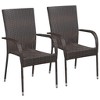 vidaXL Patio Dining Set 3 Piece Dining Table and Chairs Patio Conversation Set - Brown - 3 of 4