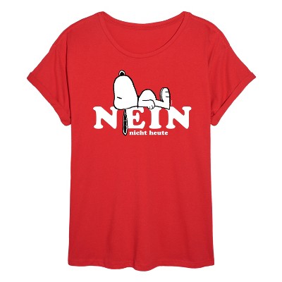 Women's - Peanuts - Snoopy Nope Not Today German Oversized Graphic T-Shirt