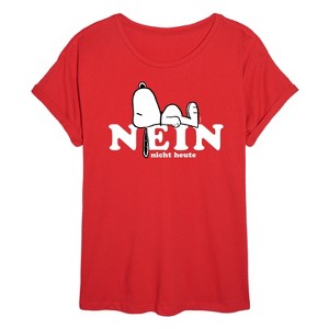 Women's - Peanuts - Snoopy Nope Not Today German Oversized Graphic T-Shirt - 1 of 4