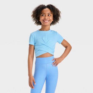 Girls' Twist Front Ribbed T-Shirt - All In Motion™ - 1 of 3