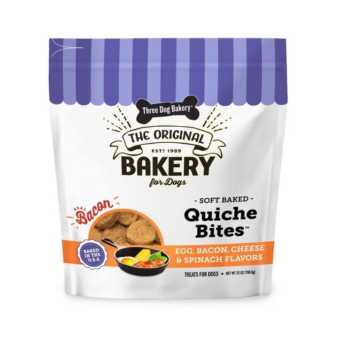 Three Dog Bakery Quiche Bites in Cheese and Bacon Flavor Dog Treats - 25oz - image 1 of 4