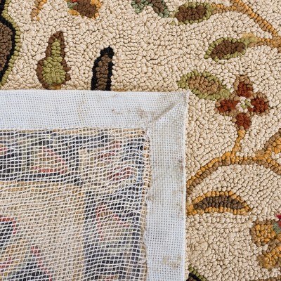 Easy Care Cream and Olive Hand Hooked Area Rug