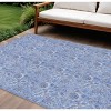 Navy Blue And Denim Blue Floral Washable Indoor Outdoor Area Rug - 2 of 4