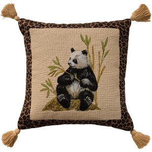 Mina Victory Vintage Panda 20" x 20" Beige Indoor Throw Pillow - 1 of 4