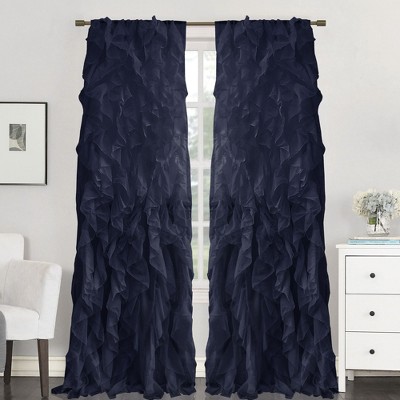 Chic Sheer Voile Vertical Ruffled Tier Window Single Panel Curtain by Sweet Home Collection®
