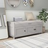 Wooden Storage Bench, Upholstered Entryway Bench with Removable Cushion, Shoe Cabinet with Hidden Storage for Entryway Bedroom Living Room - 2 of 4