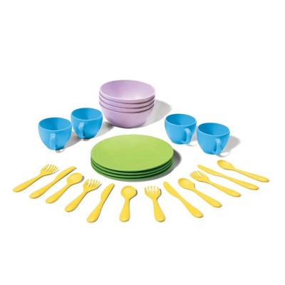 Green Toys 24-Piece Dish Set, 100% Recycled Plastic, for Unisex Child Ages 2+