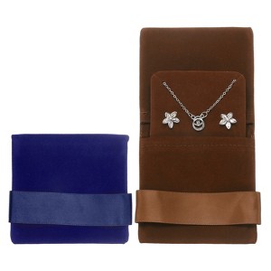 Unique Bargains Velvet Storage Ring Necklace Jewelry Pouches with Insert Pad 3.5" x 3.3" 2 Pcs - 1 of 4