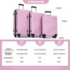 SEVOBAL Luggage 3 Piece Set with Ergonomic Pull Rod and Spacious Interior for Travel Convenience, Pink, 20.28"*12.2"*30.12" - 2 of 4