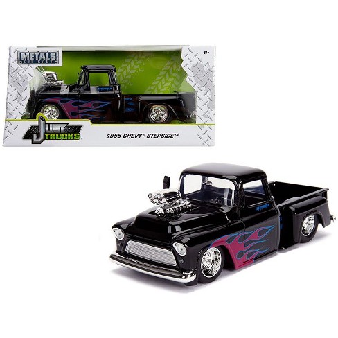 1955 Chevy Truck >> 1955 Chevrolet Stepside Pickup Truck With Blower Glossy Black With Flames Just Trucks Series 1 24 Diecast Car By Jada 1955 Chevy Truck >> 1955 Chevrolet Stepside Pickup Truck With Blower Glossy Black With Flames Just Trucks Series 1 24 Diecast Car By Jada