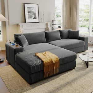 Whisen Large Sectional Sofa with Thick Cushions & Charging Ports - 1 of 4
