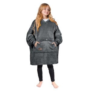 Tirrinia Girls Boys Blanket Hoodie Sweatshirt, Oversized Fleece Pullover, Hooded Fleece Lined Blanket, Christmas Gift for Kids Teens, Youth - 1 of 4
