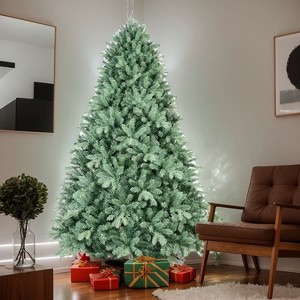 Resenkos Artificial 8ft Blue  Tint Christmas Tree with 3308 PE/PVC Mixed Branch Tips, memory wire+iron wire - 1 of 4