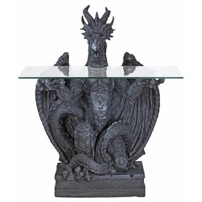 Gray Dragon Sculptural Glass-Top Accent Table