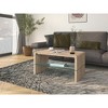Ren Home Maja Rounded Coffee Table with Glass Shelf, Oak - 2 of 4