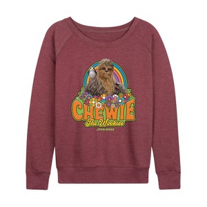 Women's - Star Wars - Retro Chewy Lightweight French Terry Wide Neck Long Sleeve Shirt - 1 of 4