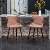 Roundhill Furniture Nevis Mid-century Modern Faux Leather Tufted Nailhead Trim Counter Stool, Pink, Set of 2 - 3 of 4